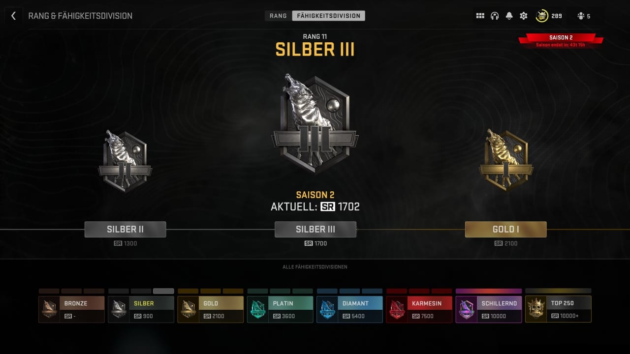 Fähigkeitendivisionen beim Ranglistenspiel in Call of Duty Modern Warfare 2