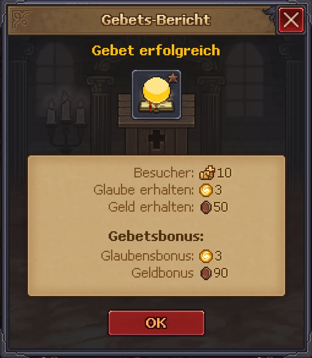 Gebets Bericht nach einer Messe
