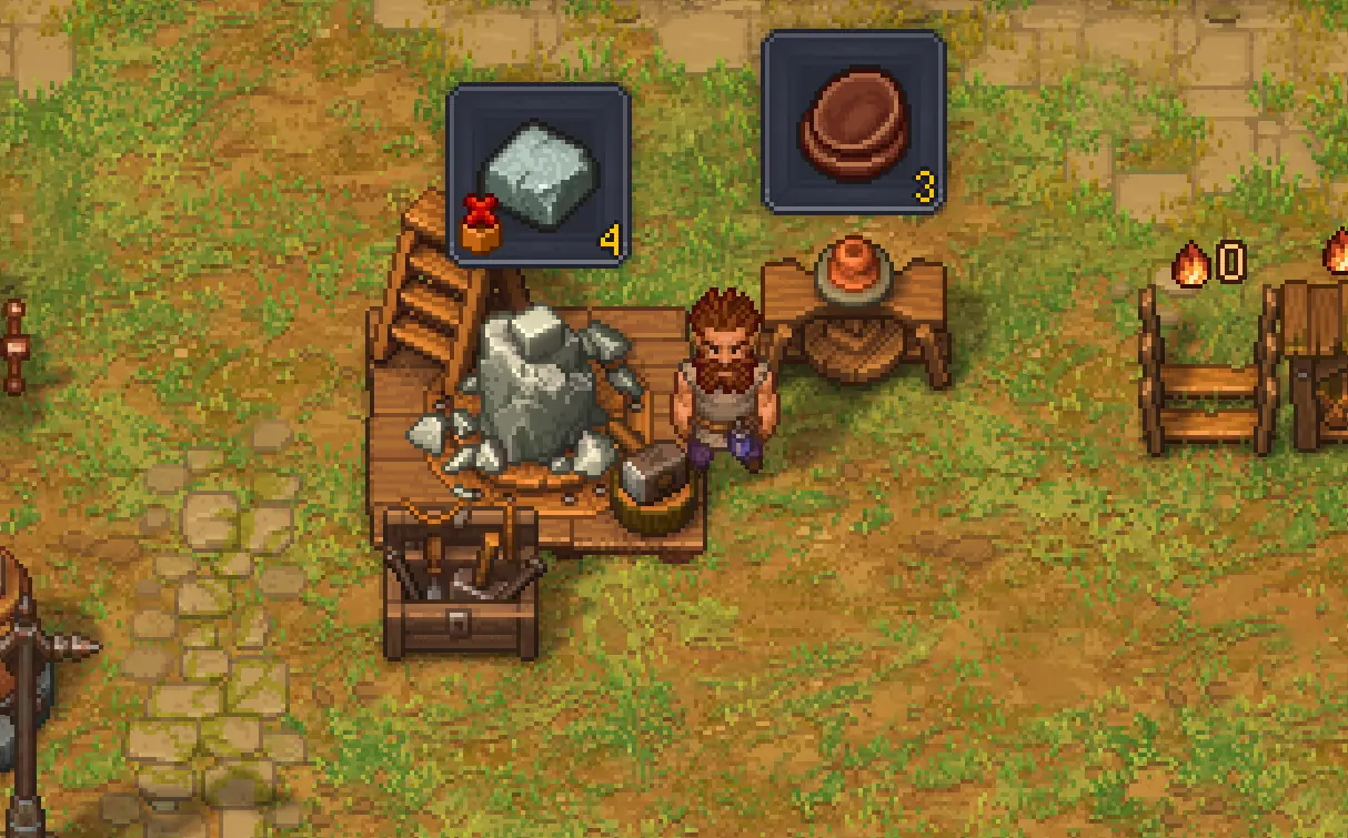 Graveyard Keeper 2: Rohstoffe der Kategorie Stein, Ton und Glas