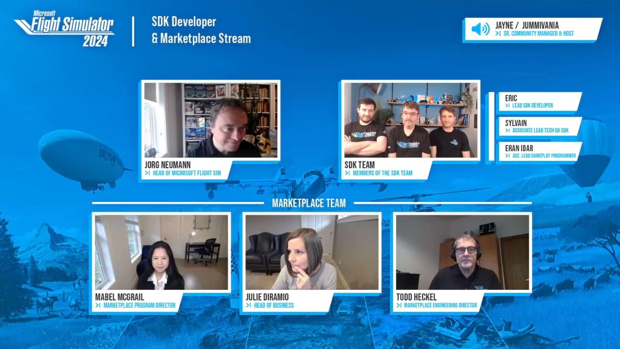 Screenshot vom MSFS2024 SDK + Marketplace Development Live Stream