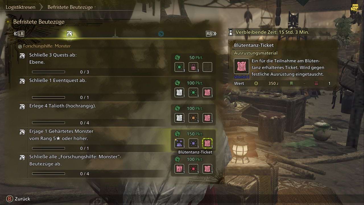Monster Hunter Wilds Blütentanz-Tickets Befristete Beutezüge