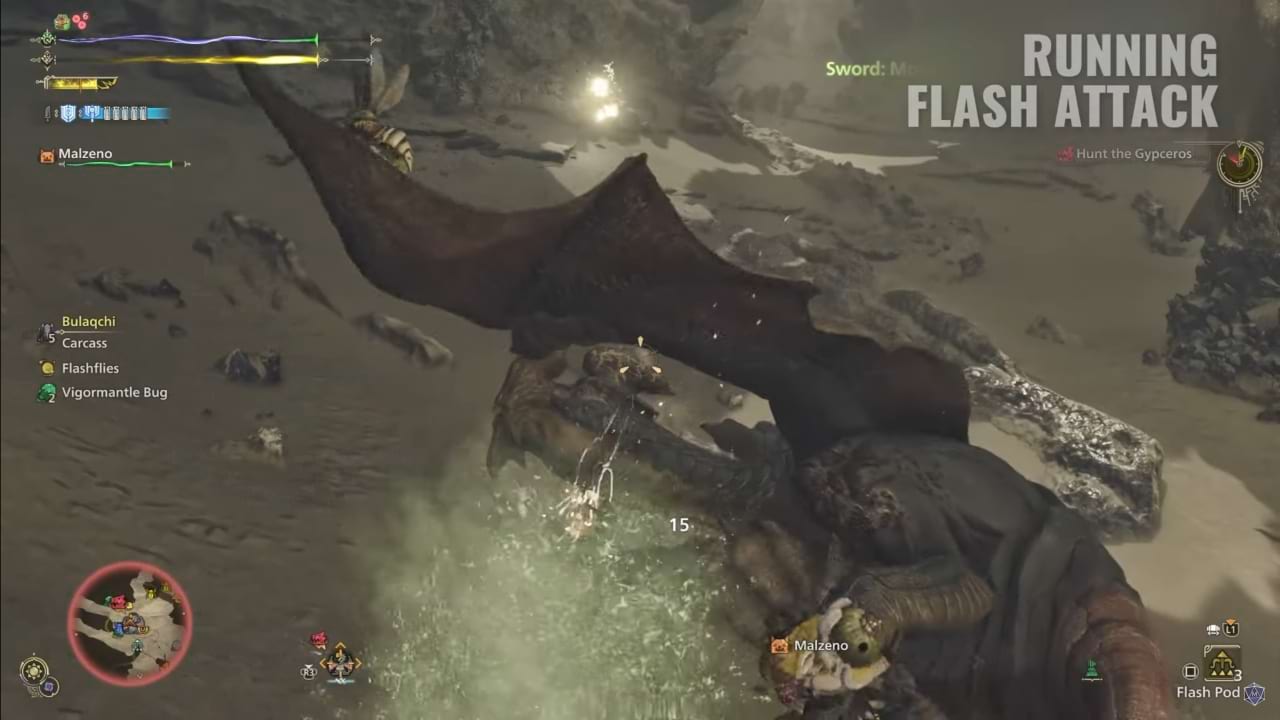 Kampf gegen Gypceros in Monster Hunter Wilds