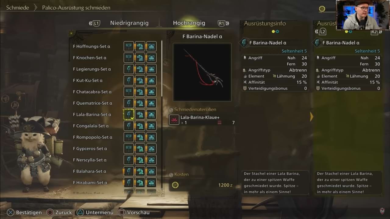Monster Hunter Wilds Schmiede Guide: Palico-Ausrüstung schmieden