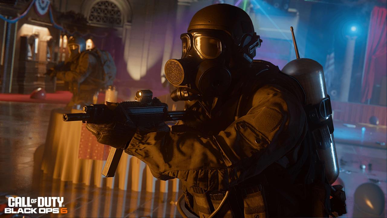 Call of Duty: Black Ops 6: Soldaten mit Gasmasken in der Capitol Station der Kampagne im Einsatz